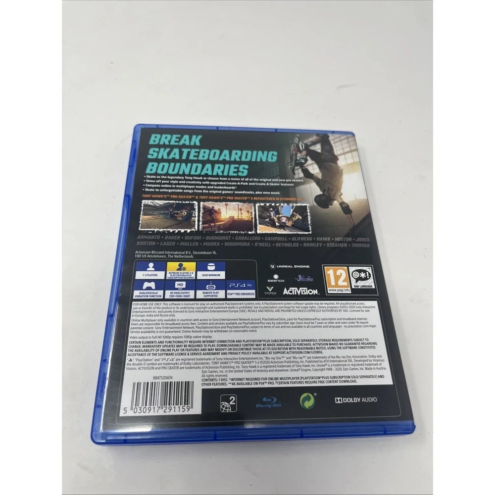 Tony Hawk's Pro Skater 1 + 2 Standard‎ Editon (Sony PlayStation 4 2020) Region 2